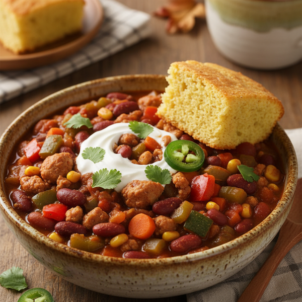 Comforting Turkey Veggie Chili recipe