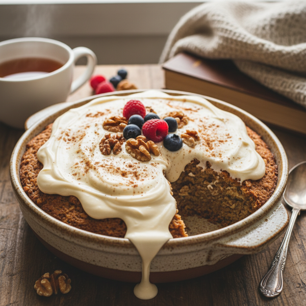 Cozy Oatmeal Cake with Creamy Topping recipe