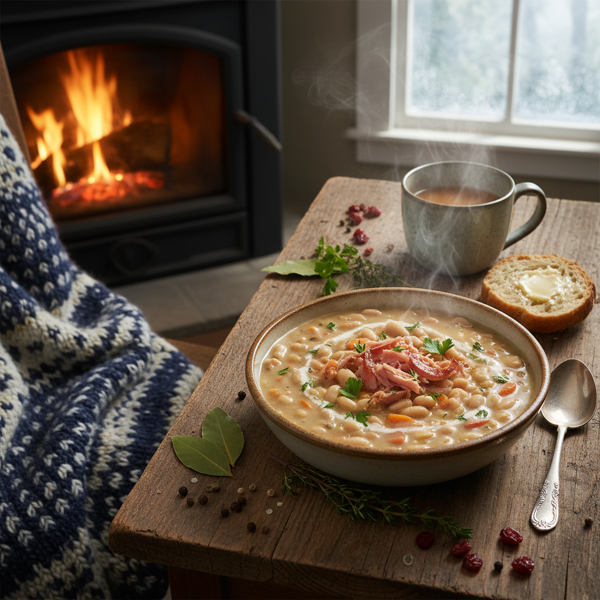 Cozy Winter Navy Bean & Ham Soup recipe