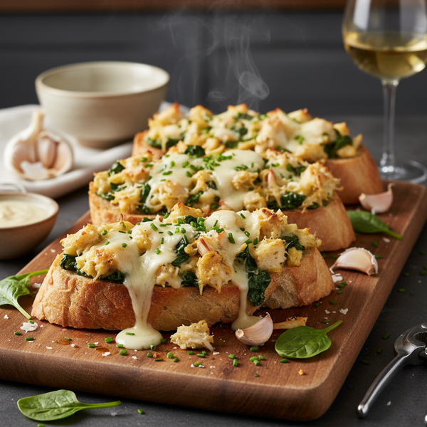 Crab Spinach Garlic Bread Delight recipe