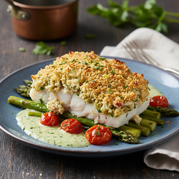 Crab & Herb Crusted Chilean Sea Bass recipe