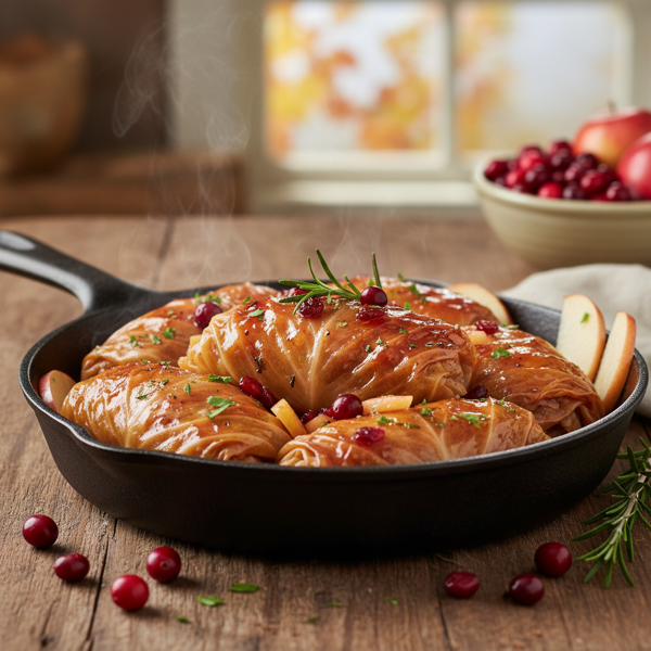 Cranberry-Apple Stuffed Cabbage Rolls recipe