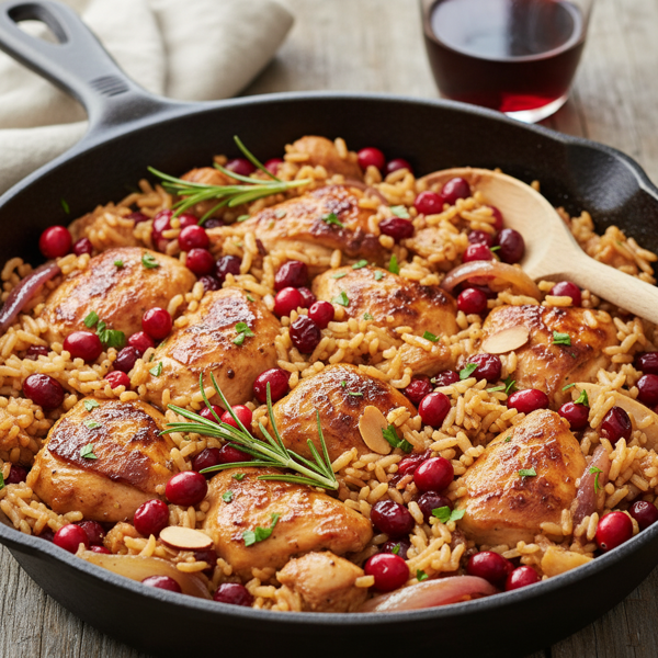 Cranberry-Infused Chicken and Rice Skillet recipe