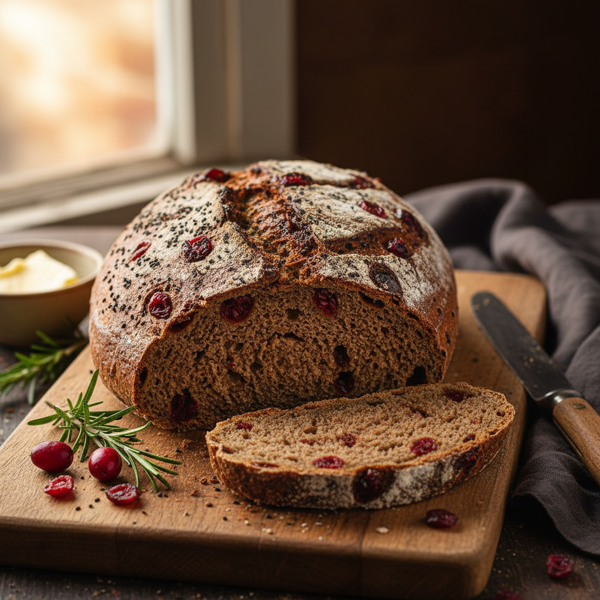 Cranberry-Infused Russian Rye Bread with Nigella Seeds recipe
