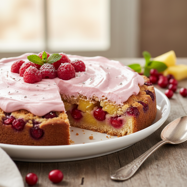 Cranberry-Pineapple Delight with Creamy Raspberry Topping recipe