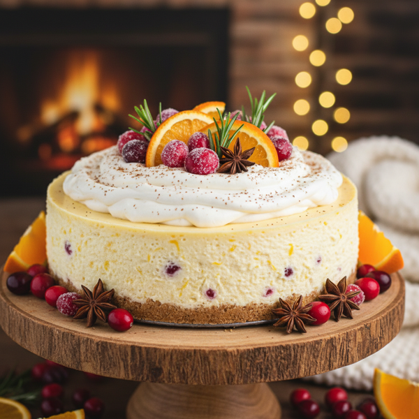 Cranberry Citrus Eggnog Cheesecake recipe
