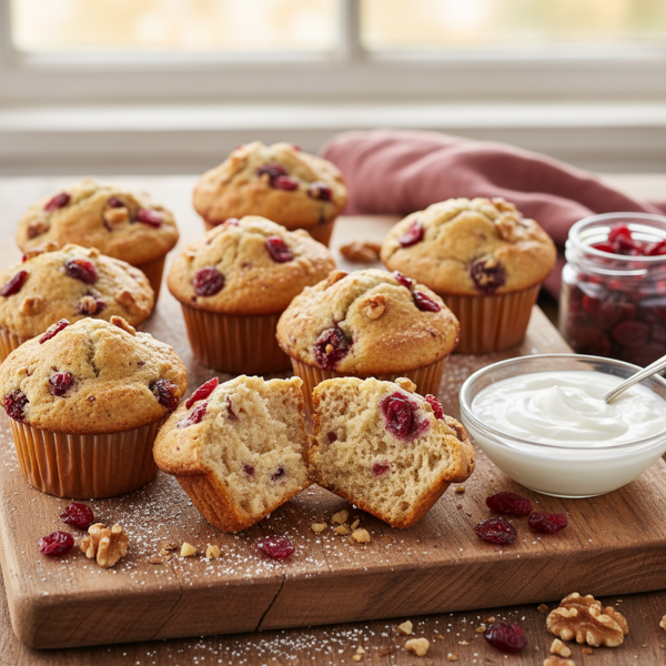 Cranberry Walnut Yogurt Muffins recipe
