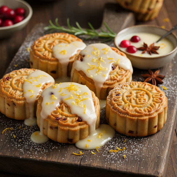 Cranberry & Five-Spice Mooncake Cookies with Citrus Glaze recipe
