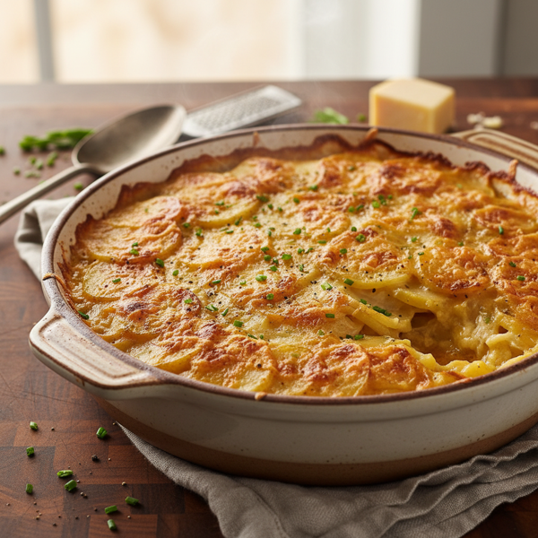 Creamy Aged Cheddar Scalloped Potatoes recipe