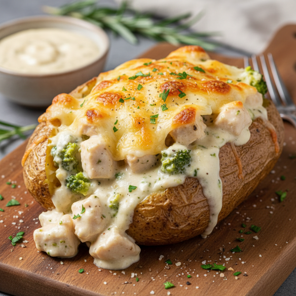 Creamy Alfredo-Stuffed Twice-Baked Potatoes recipe