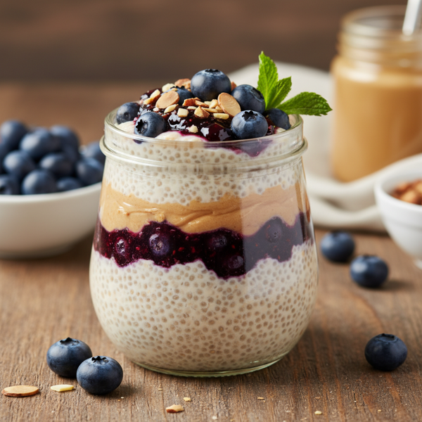 Creamy Almond Butter & Blueberry Jam Chia Delight recipe