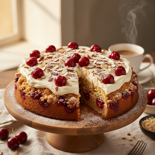 Creamy Almond Cherry Coffee Cake recipe