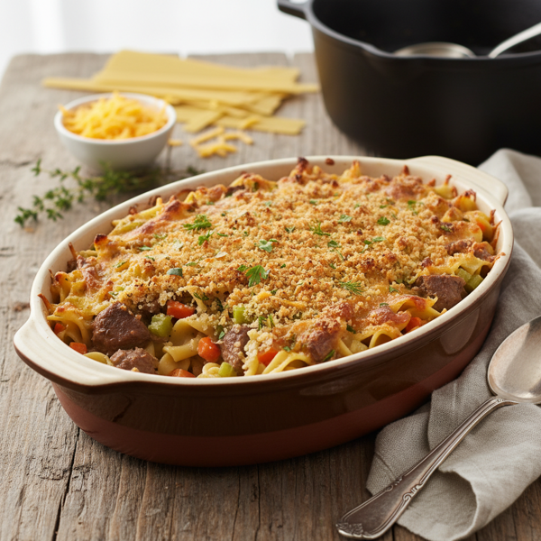 Creamy Amish Beef Noodle Bake recipe