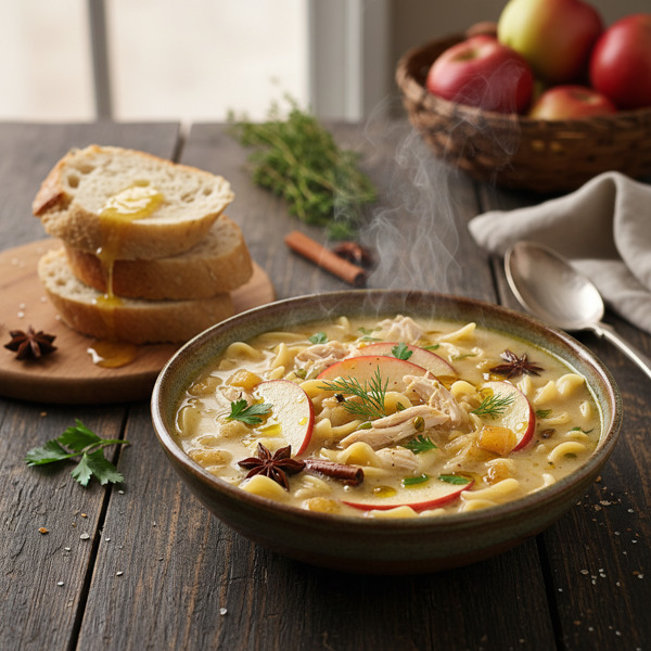 Creamy Apple-Infused Chicken Noodle Soup recipe