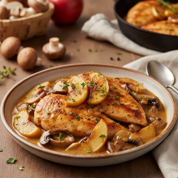 Creamy Apple and Mushroom Chicken Delight recipe
