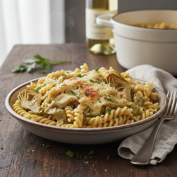 Creamy Artichoke and Asiago Rotini Delight recipe