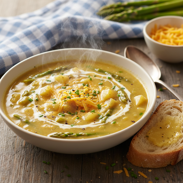 Creamy Asparagus & Cheddar Potato Soup recipe