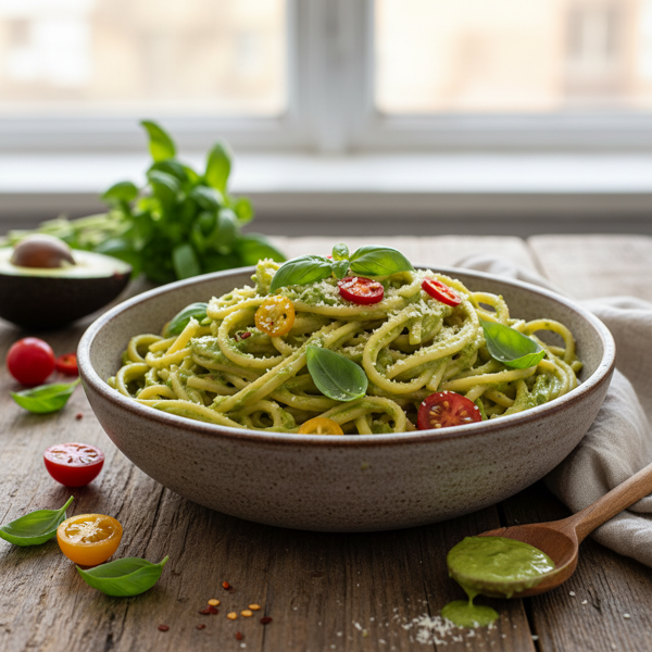 Creamy Avocado Basil Linguine recipe