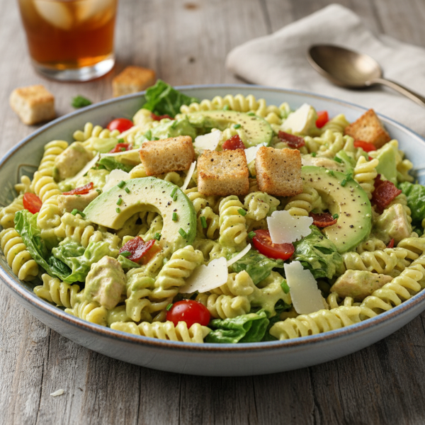 Creamy Avocado Caesar Pasta Salad Delight recipe