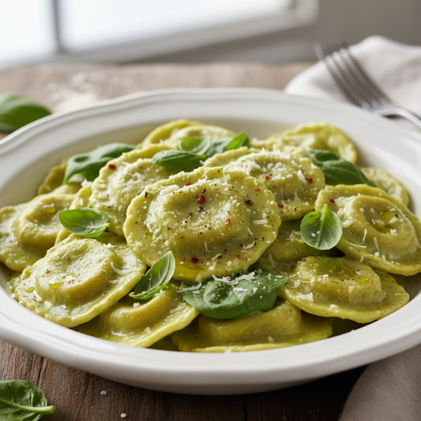 Creamy Avocado Zucchini Sauce with Spinach & Cheese Ravioli recipe