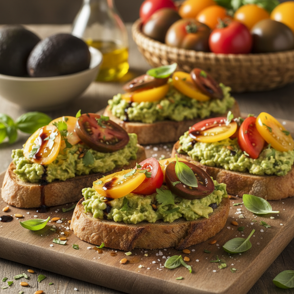 Creamy Avocado & Heirloom Tomato Bruschetta recipe