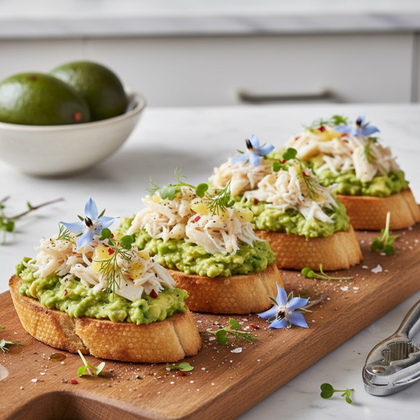 Creamy Avocado and Crab Crostini Delight recipe