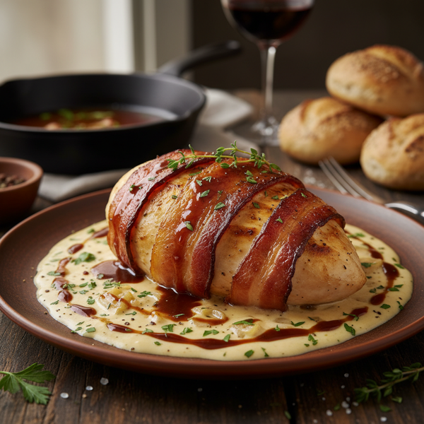 Creamy Bacon-Wrapped Chicken with Savory Sauce recipe