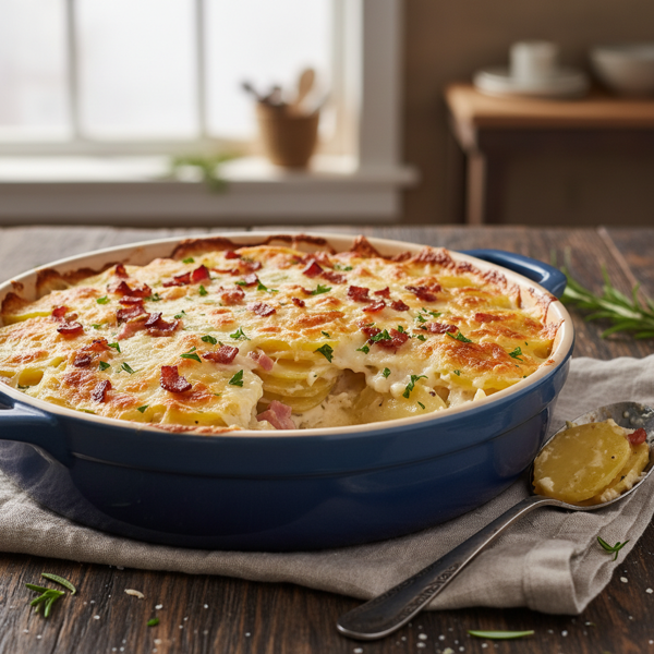 Creamy Bacon Au Gratin & Scalloped Potatoes recipe