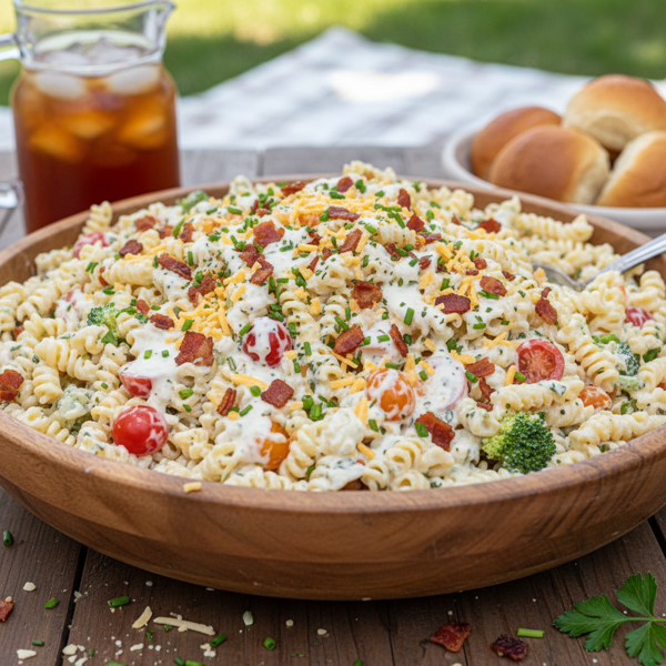 Creamy Bacon Ranch Pasta Salad recipe