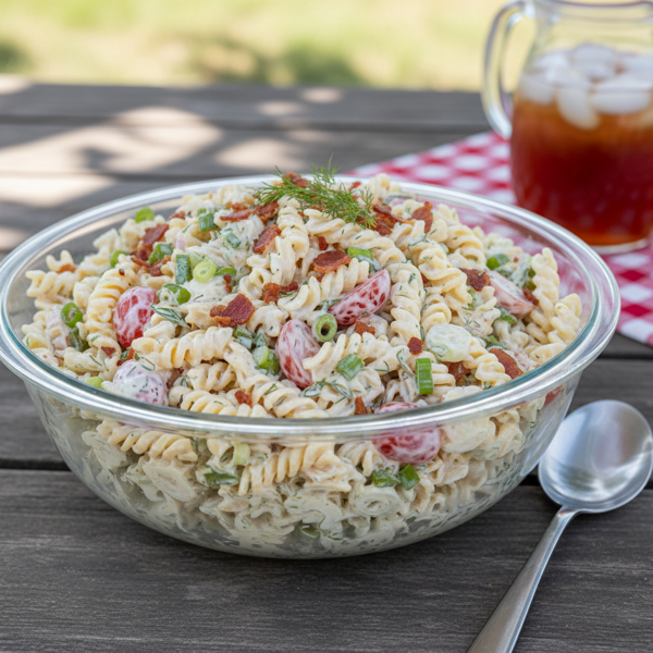 Creamy Bacon Ranch Rotini Salad recipe