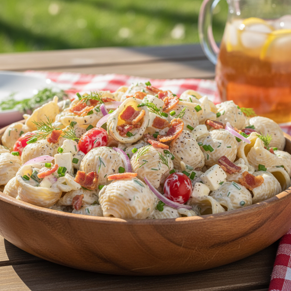 Creamy Bacon Ranch Shell Pasta Salad recipe