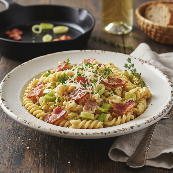 Creamy Bacon and Leek Pasta Delight recipe