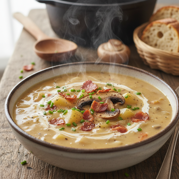 Creamy Bacon and Mushroom Potato Soup recipe