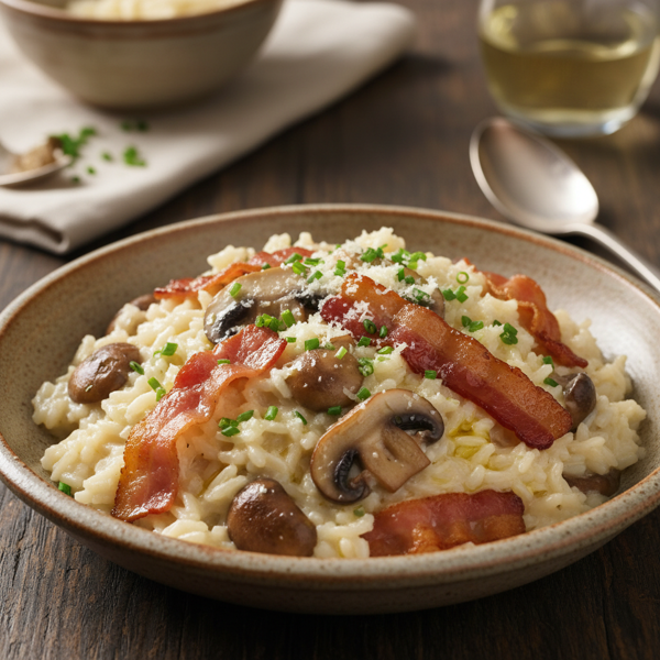 Creamy Bacon and Mushroom Risotto recipe