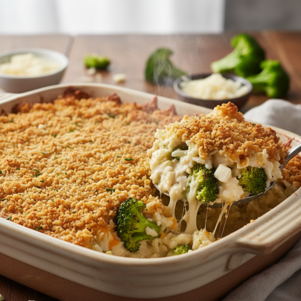 Creamy Baked Broccoli Rice Casserole recipe