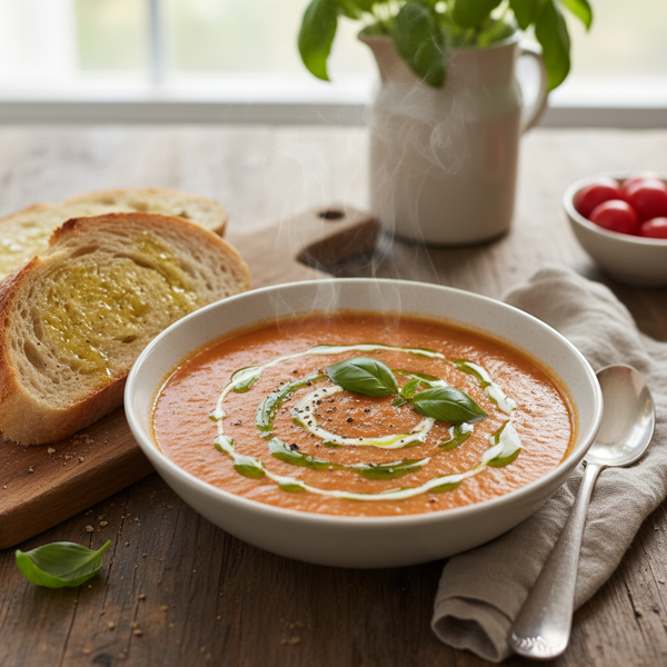 Creamy Basil-Infused Tomato Soup recipe