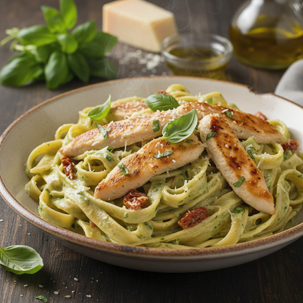 Creamy Basil Chicken Fettuccine recipe