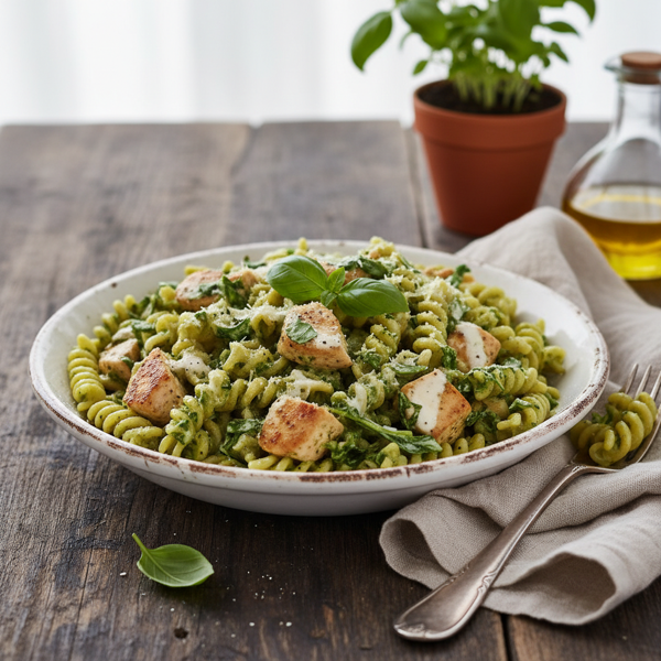 Creamy Basil Chicken Rotini recipe