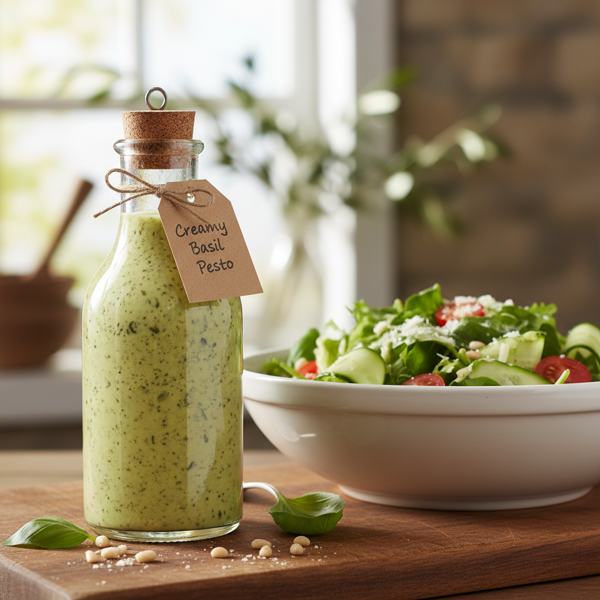Creamy Basil Pesto Salad Dressing recipe
