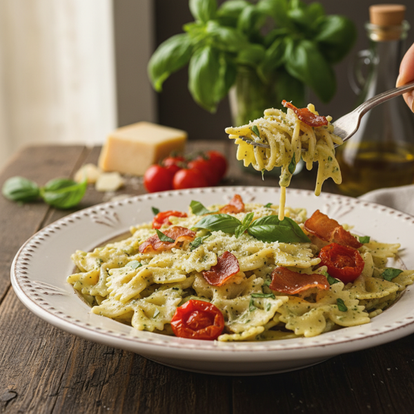 Creamy Basil and Prosciutto Bow Tie Pasta recipe