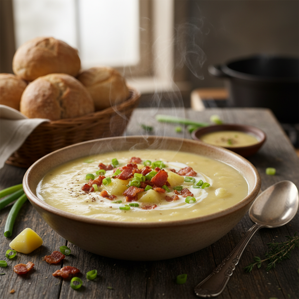 Creamy Bavarian Potato Soup with Bacon and Green Onions recipe