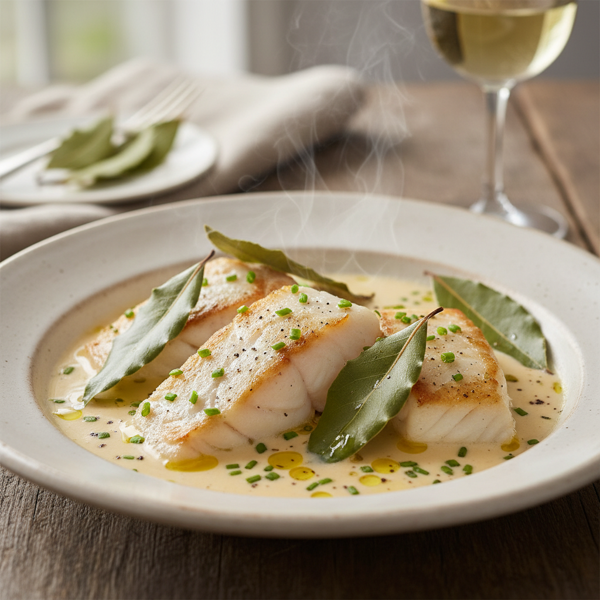 Creamy Bay Leaf Cod Fillets recipe