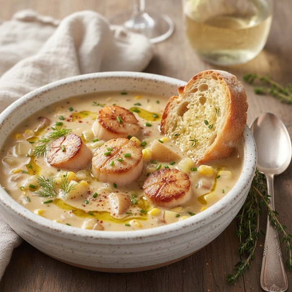 Creamy Bay Scallop Chowder Delight recipe