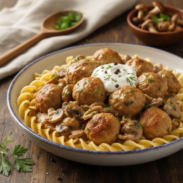 Creamy Beef Meatball Stroganoff recipe