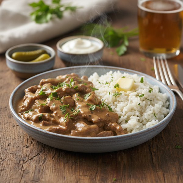 Creamy Beef Stroganoff with Instant Rice recipe