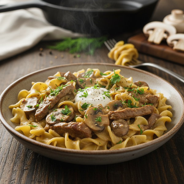 Creamy Beef Stroganoff with Noodles recipe