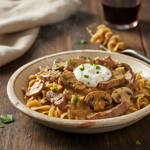 Creamy Beef and Mushroom Stroganoff recipe