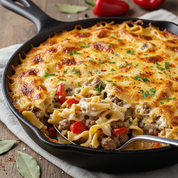 Creamy Beef and Paprika Noodle Casserole recipe