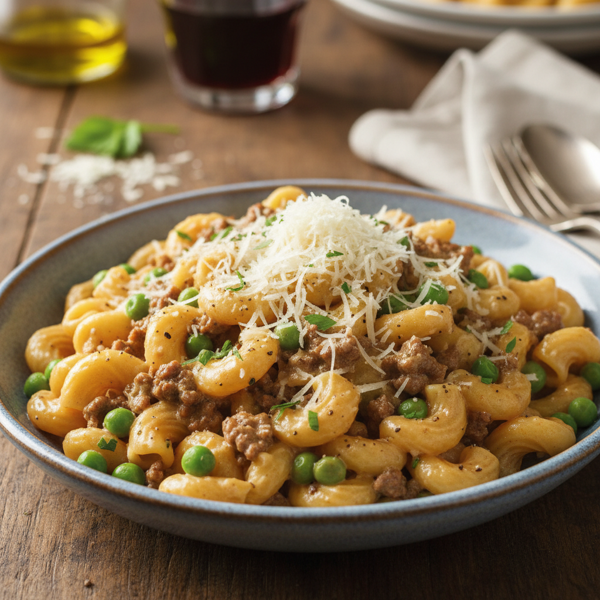 Creamy Beef and Pea Pasta Delight recipe