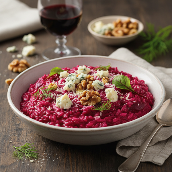 Creamy Beetroot Risotto with Gorgonzola and Toasted Walnuts recipe